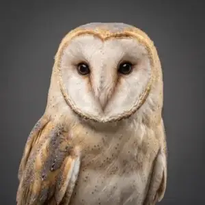 Barn owl with its pale heart-shaped face